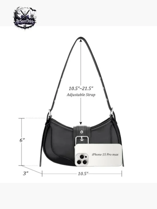 Retro Crescent Hobo Shoulder Bag Vegan Leather Adjustable Strap 10.5x6 - Picture 6 of 7